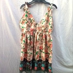 NWT CBR Open Back Floral Mini Sundress Floral Adjustable Tie Strap Dress M